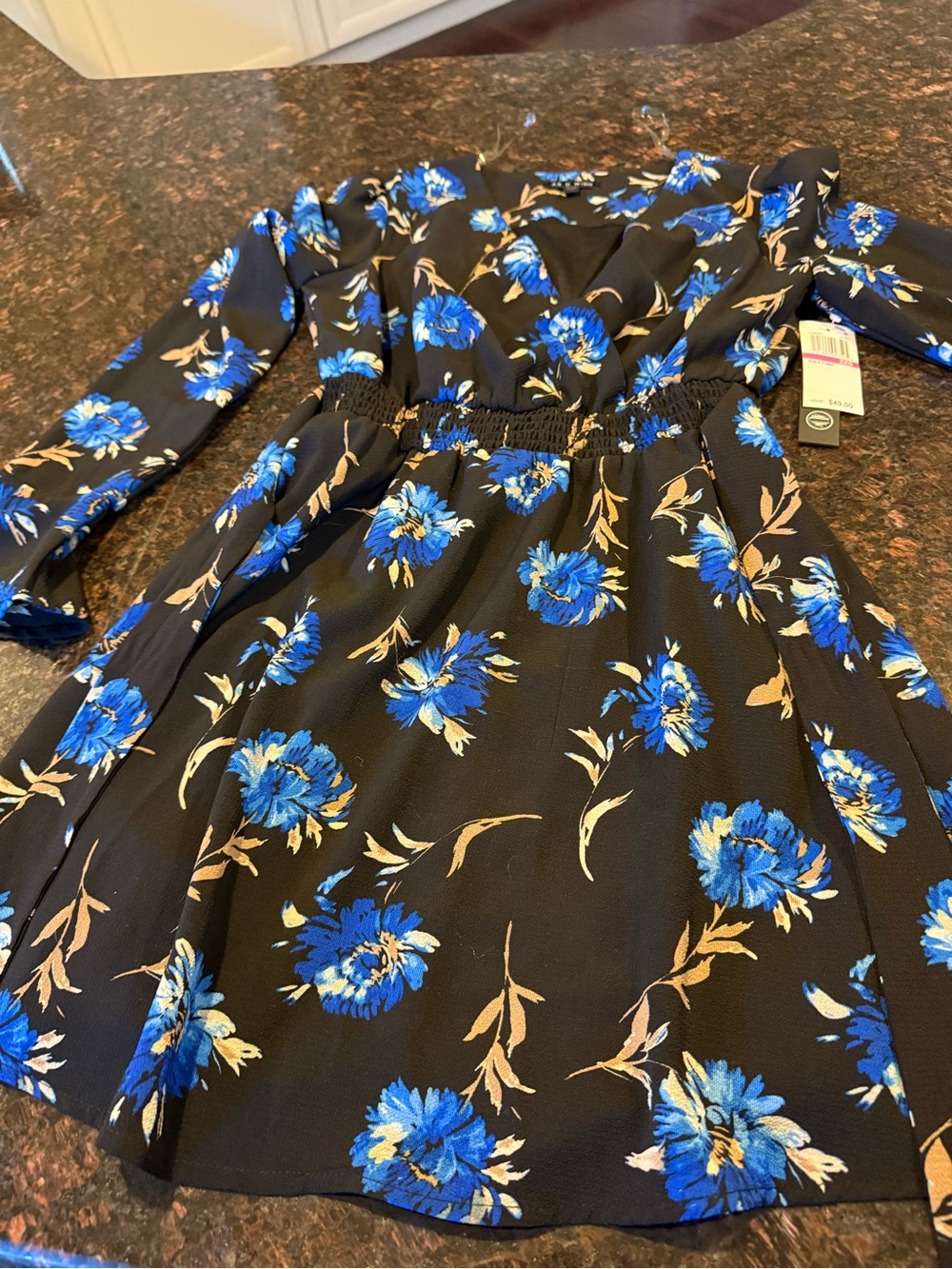 As U Wish Black Dress with Bright Blue Floral Print